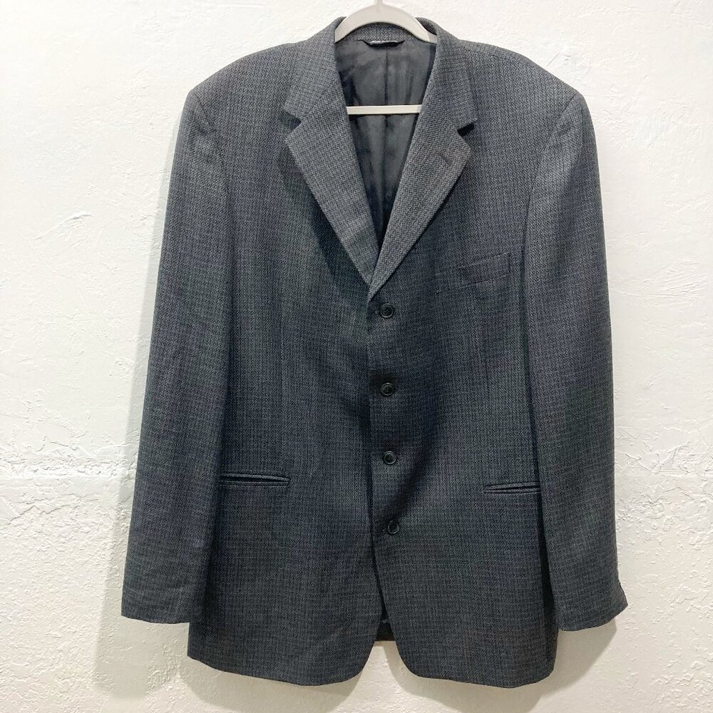 Vito Rufolo Italy Pure New Wool Blazer Jacket 4 button textured Gray 48 XL